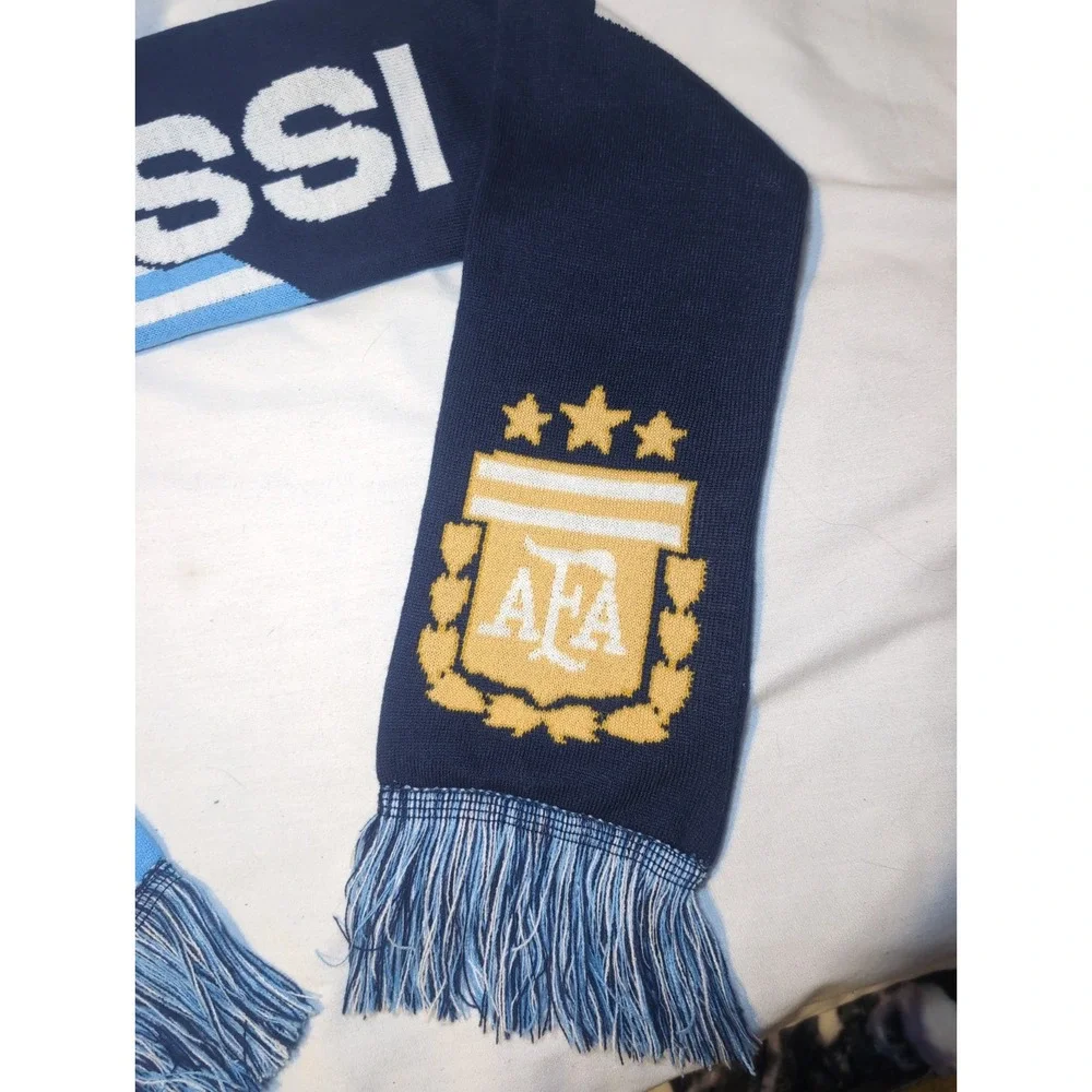 Messi #10 Oficial AFA Argentina Soccer Scarf Icon Sports Blue White Knit New